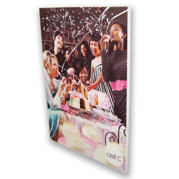 Wall-mounted fabric wall frame with seamless SEG graphics for interior branding.
